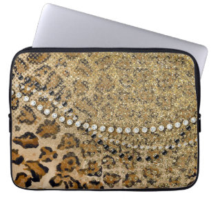 Capa Para Notebook Olhar animal do brilho do impressão do leopardo