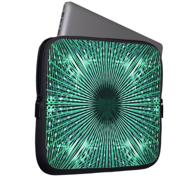 Capa Para Notebook Olho de agulha acrílico, tons verdes de menta (Frente Esquerda)