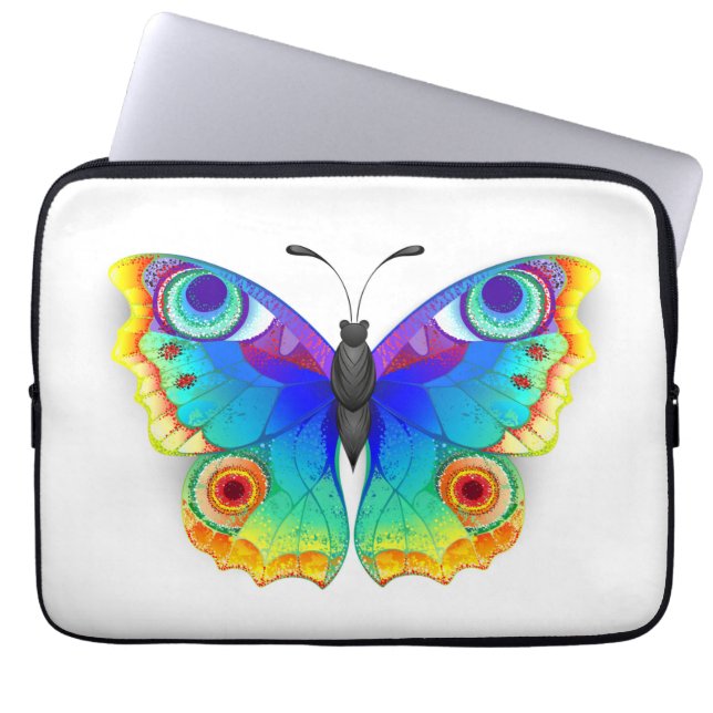 Capa Para Notebook Olho Peacock da Borboleta Arco-Íris (Frente)