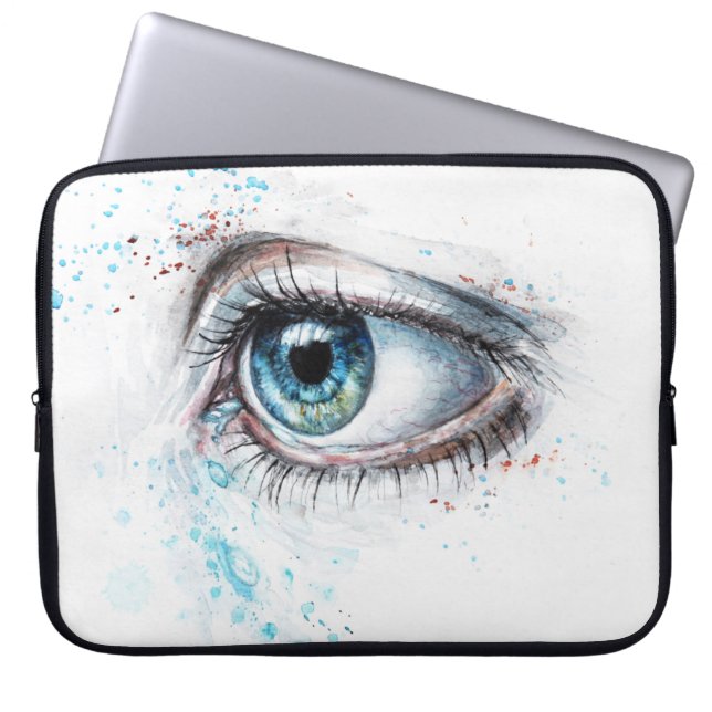 Capa Para Notebook Olhos Azuis em Choro (tristeza, simpatia e depress (Frente)