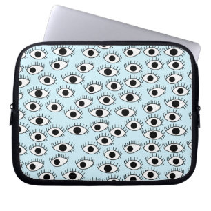 Capa Para Notebook Olhos bonitos no fundo azul, olho lateral