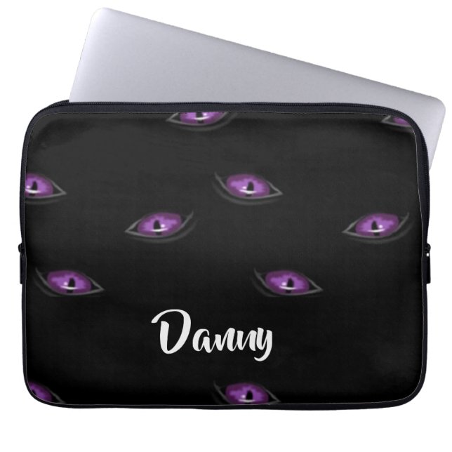 Capa Para Notebook Olhos de gato de nome personalizado (Frente)