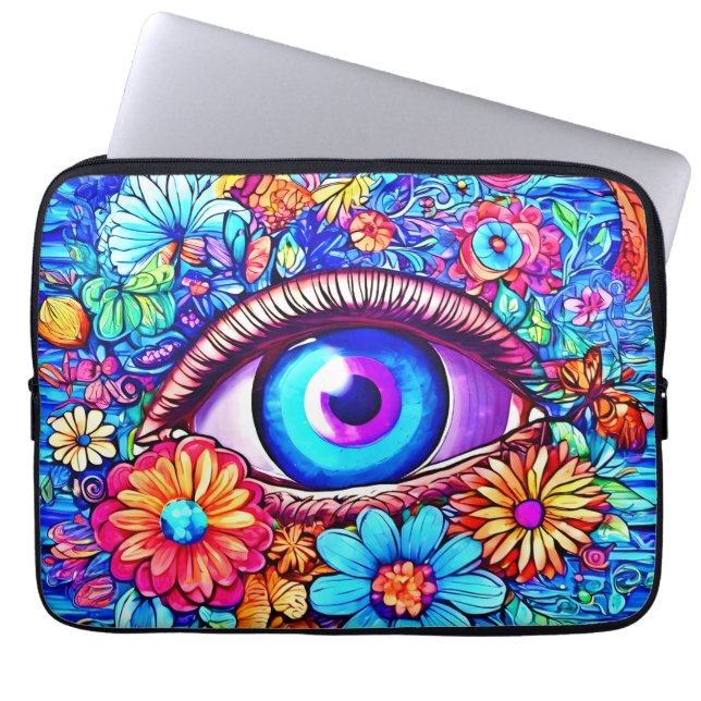 Capa Para Notebook Olhos Florais Hiponéticos (Frente)