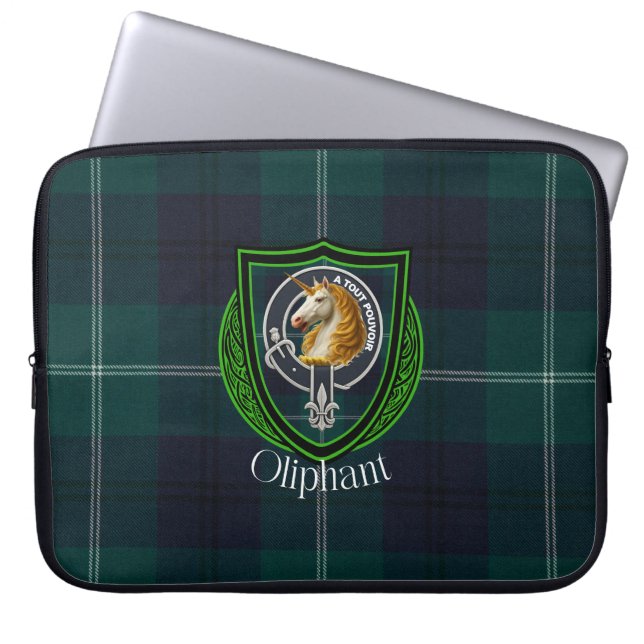 Capa Para Notebook Oliphant Scottish Clan Tartan and Crest  (Frente)