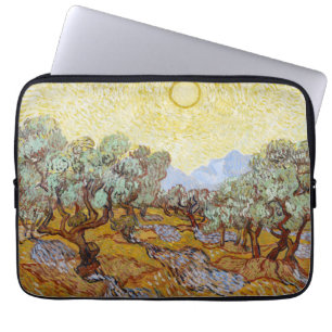 Capa Para Notebook Oliveiras com céu amarelo e sol