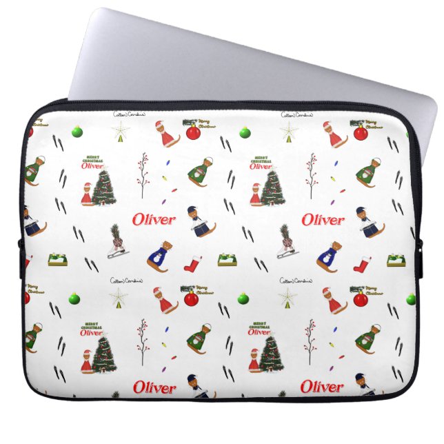 Capa Para Notebook Oliver The Otter Christmas Random Pattern (Frente)