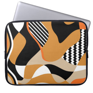 Capa Para Notebook onda abstrato: padrão preto vintage