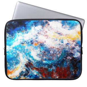 Capa Para Notebook Onda de mar azul. Placas artísticas de tintas bril