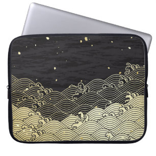 Capa Para Notebook onda de ouro, textura em papel.