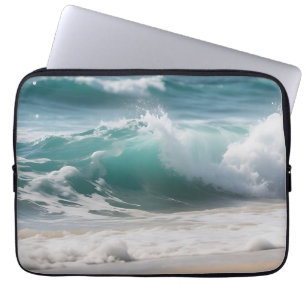 Capa Para Notebook Onda do Oceano Turquesa Batendo na Costa