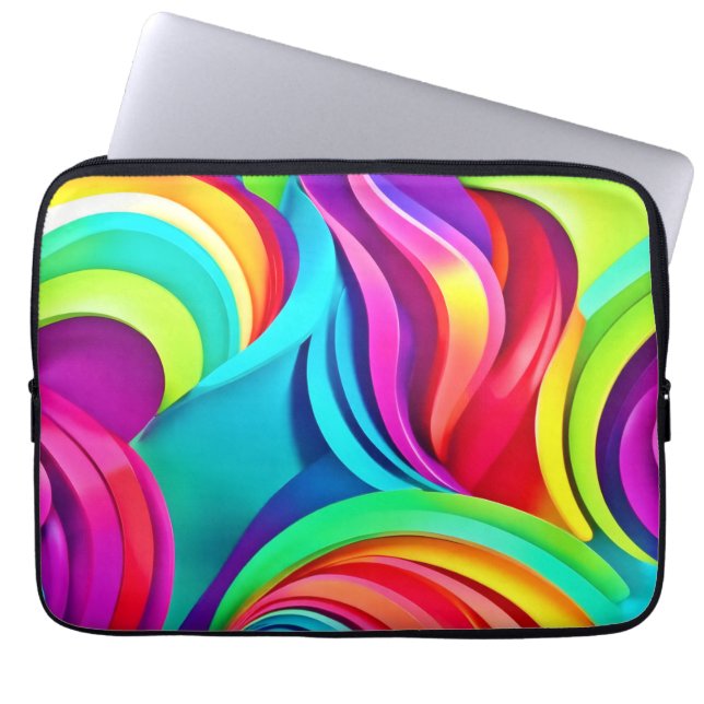 Capa Para Notebook Ondas Abstratas Vibrantes em Cor Dinâmica (Frente)