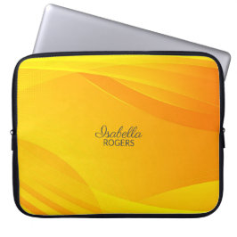 Capa Para Notebook Ondas de Abstrato amarelo elegantes com personaliz
