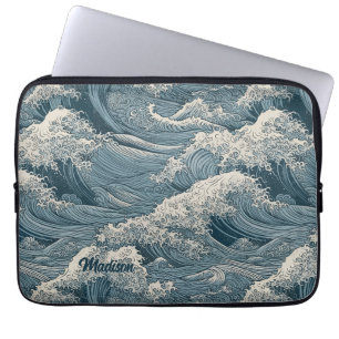 Capa Para Notebook Ondas de Nome Personalizado