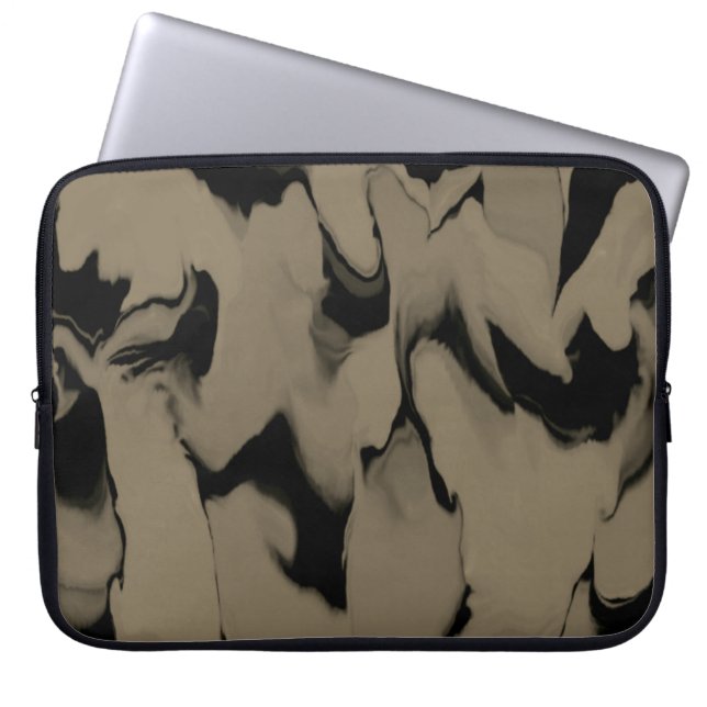 Capa Para Notebook Ondas de preto e marrom (Frente)