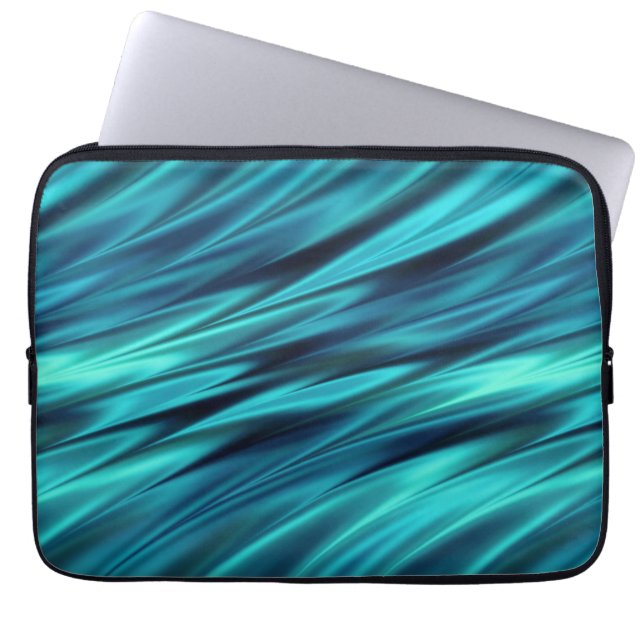 Capa Para Notebook Ondas de seda de água-marinha (Frente)