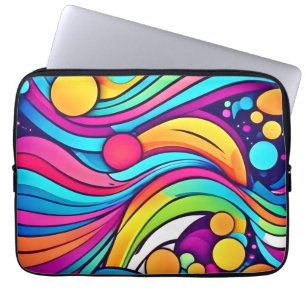 Capa Para Notebook Ondas Neon Cosmos Vibrante