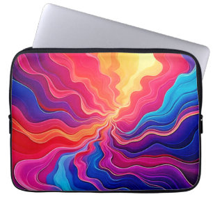 Capa Para Notebook Ondas Vívidas: Arte de Fluxo de Energia Neon Abstr
