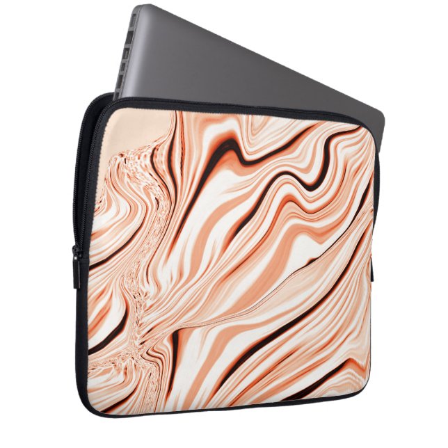 Capa Para Notebook ondulações em tons de bege, cilindro castanho curv (Frente Esquerda)