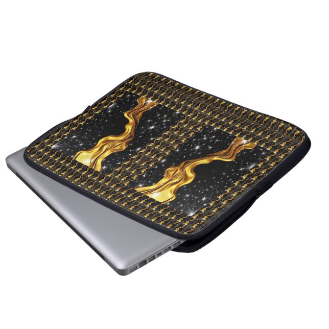 Capa Para Notebook Opulent Galaxy Stream Liquid Gold Black Monochrome (Frente Inferior)