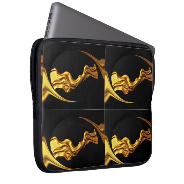 Capa Para Notebook Opulent Swirl Liquid Gold Black Monochro Achempong (Frente Esquerda)