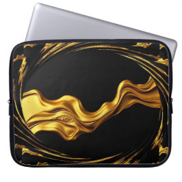 Capa Para Notebook Opulent Swirl Liquid Gold Black Monochro Christian