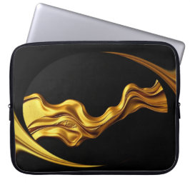 Capa Para Notebook Opulent Swirl Liquid Gold Black Monochrome Christi