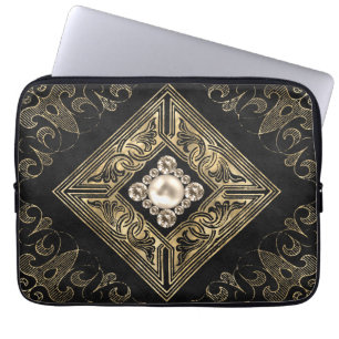 Capa Para Notebook Opulsão do ornamentado Flourado negro e Dourado