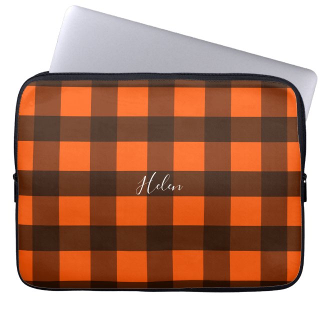 Capa Para Notebook Orange and Black Guingham (Frente)
