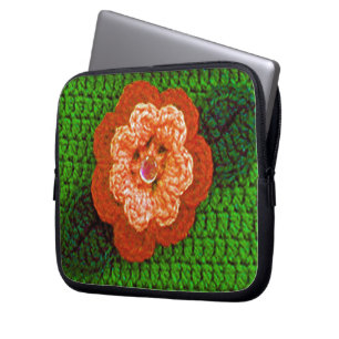 Capa Para Notebook Orange Bloom Artisan Crochet Impressão Eletrônicos
