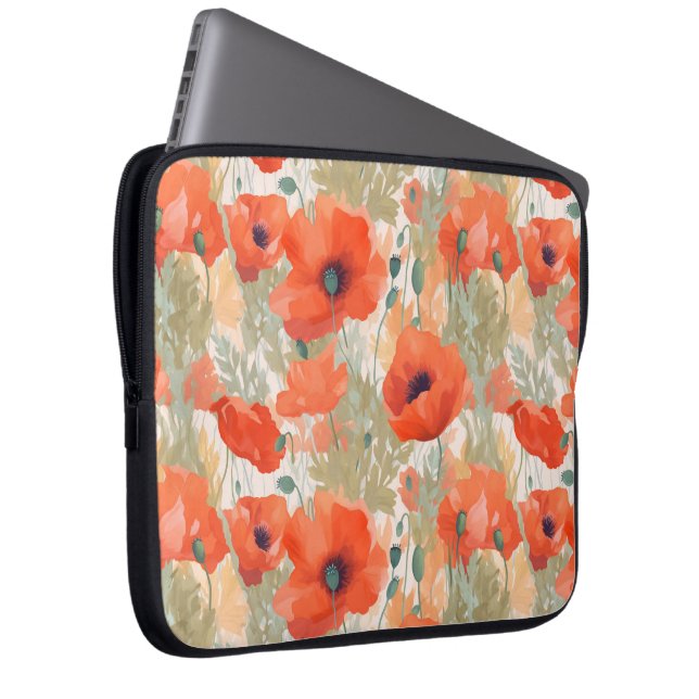 Capa Para Notebook Orange Poppy Meadow (Frente Esquerda)