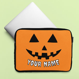 Capa Para Notebook Orange Pumpkin Personalizado Halloween Seu Nome