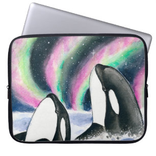 Capa Para Notebook Orca Whale Galaxy Nortes Luzes Estrelas Watercolor