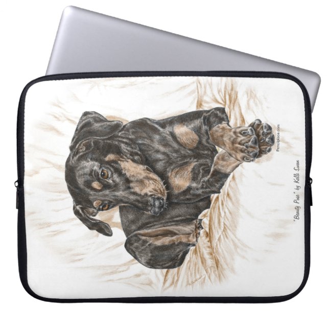 Capa Para Notebook Orelhas Naturais De Cachorro Doberman (Frente)