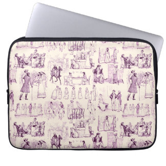 Capa Para Notebook Orgulho e Preconceito Toile de Jouy Plum e Apricot