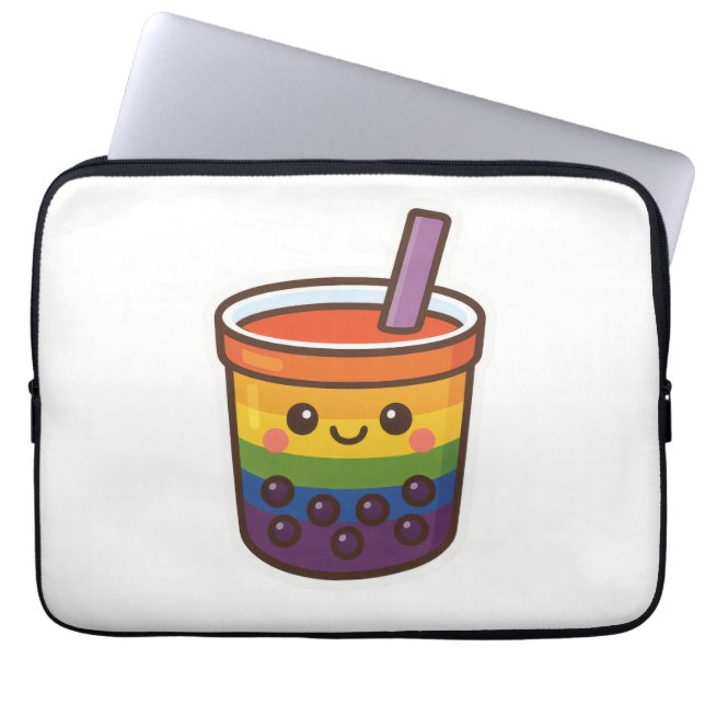 Capa Para Notebook Orgulho LGBTQ+ do Rainbow Bubble Tea (Frente)