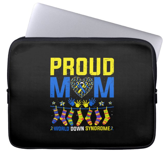 Capa Para Notebook Orgulhosa Mãe Mundo em Baixo Síndrome de Sensibili (Frente)