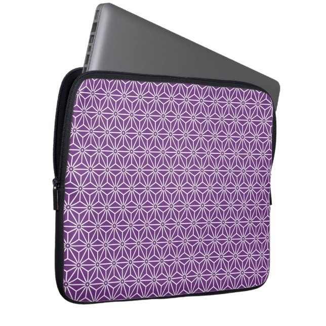 Capa Para Notebook Oriental Purple Ayame Asanoha, Laptop de Padrão do (Frente Esquerda)