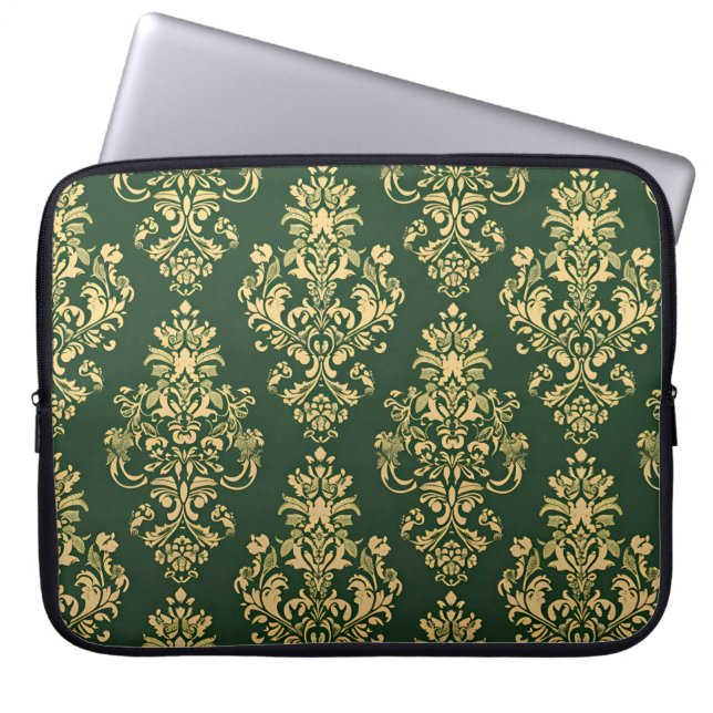 Capa Para Notebook Ornamentação Clássica do Rococó Verde (Frente)