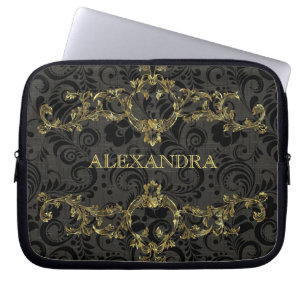Capa Para Notebook Ornamentado Barroco - Padrão Dourado - Monograma O