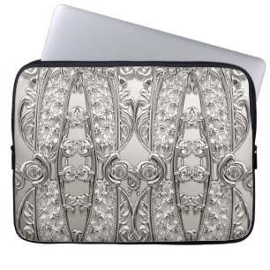 Capa Para Notebook Ornamentado de prata Bolsa de laptop moderna