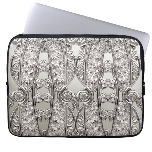 Capa Para Notebook Ornamentado de prata Bolsa de laptop moderna (Frente)