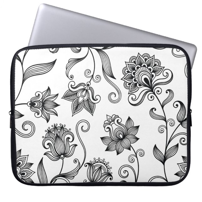 Capa Para Notebook Ornamental Floral: Fundo Decorativo Sem Olho (Frente)