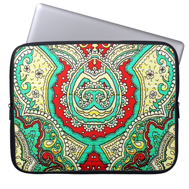 Capa Para Notebook Ornamento arabesco neon: estilo 80. (Frente)