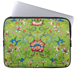 Capa Para Notebook Ornamento Chinês Vintage Owen Jones Floral Verde