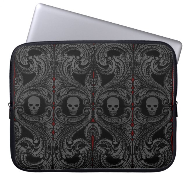 Capa Para Notebook Ornamento de Cinzas góticos com Crânio (Frente)