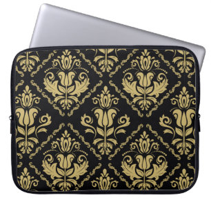 Capa Para Notebook Ornamento perfeito de preto e ouro. Traditi