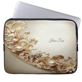 Capa Para Notebook Ornate Gold Flourish Laptop Sleeve
