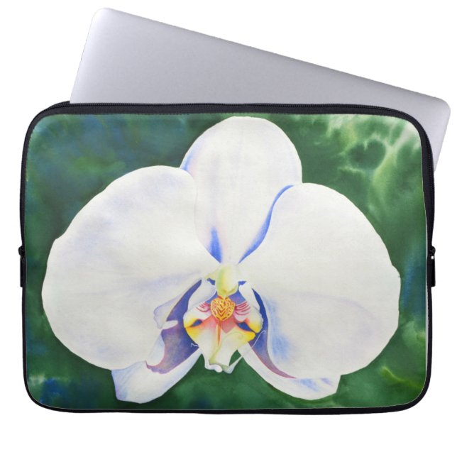 Capa Para Notebook Orquídea branca Elegante (Frente)