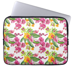 Capa Para Notebook Orquídeas Aquarelas Design 18