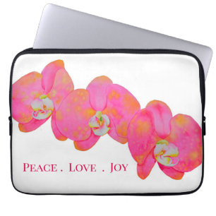 Capa Para Notebook Orquídeas cor de laranja rosa Elegante